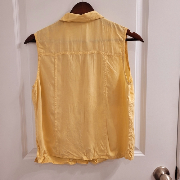 Vintage Anna and Frank Silk Soft 100% Silk Yellow Sleeveless Button Blouse SP - Picture 4 of 8